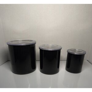 Canister Set Black Metal W Air Tight Acrylic Lid Kitchen Bathroom Office Storage